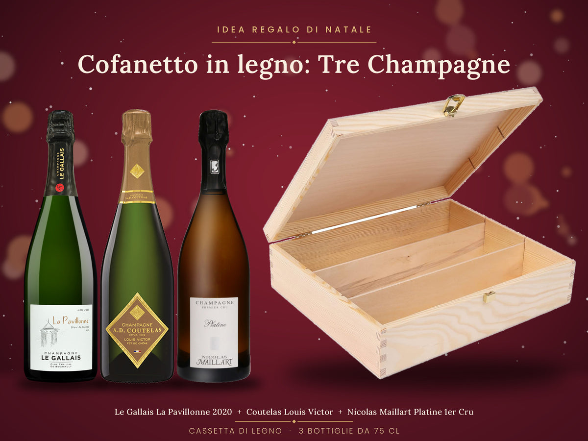 Cofanetto in legno: Tre Champagne