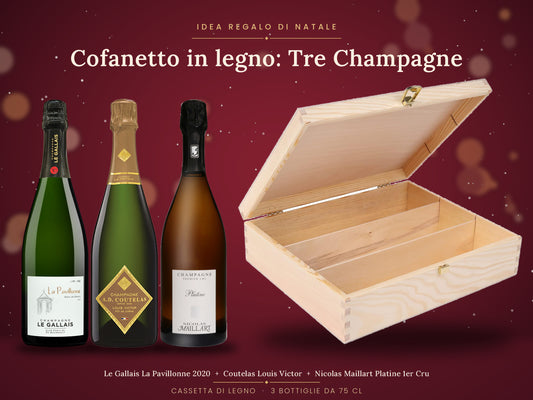Cofanetto in legno: Tre Champagne