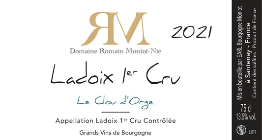 Domaine Moniot-Nié - Ladoix 1er Cru "Le Clou d'Orge" 2021